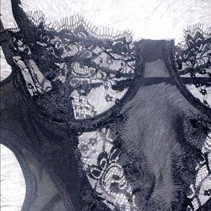 Black lace cutout bodysuit